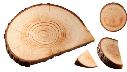 Natural Wooden Slices with Detailed Grain Patterns and Texture