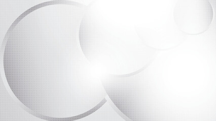 Abstract  white and gray color, modern design stripes background with curve lines, circle shape pattern, halftone effect. Vector illustration.