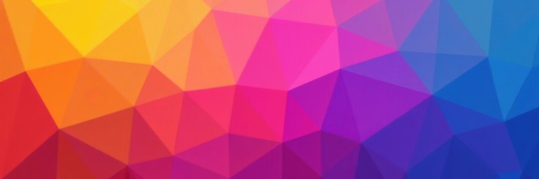 Gradient triangle polygonal backdrop in rainbow hues, art, abstract