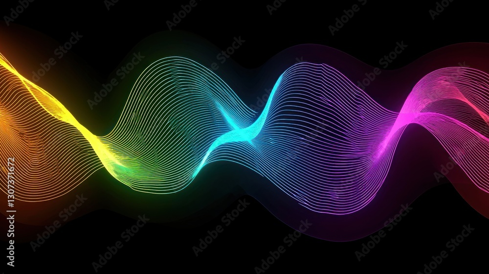 Poster a series of flowing lines displaying a vibrant spectrum of colors