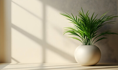 Sunlight on indoor plant, minimalist decor, calm background, home design