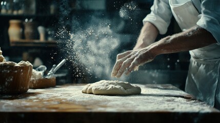 Artisan Baker Kneading Dough: A Floury Masterpiece