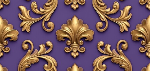 Seamless swirling golden rococo scrolls on deep wine red, refined aristocratic luxury pattern, high-end vintage ornamental elegance, sophisticated background