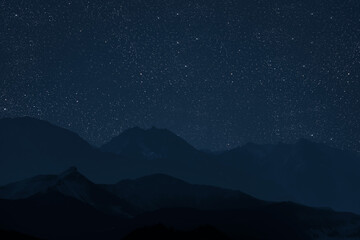 A Night sky panorama with stars and moon