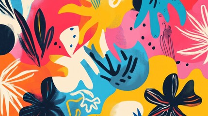 Vibrant abstract tropical leaves pattern