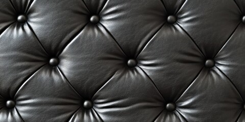 Naklejka premium Elegant black leather upholstery with button tufting detail