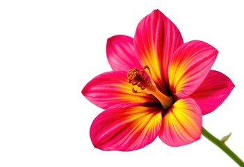 Fototapeta premium A single vibrant bloom, petals unfurled, isolated on pure white, flower, colorful