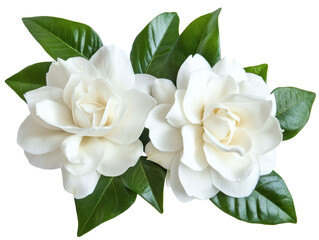 Isolated Pair of White Gardenias