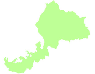 Obraz premium 福井県 地図 黄緑 イラスト