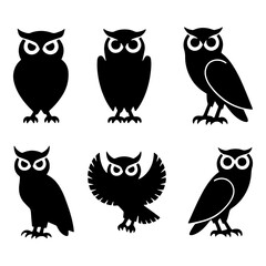 Fototapeta premium Set of a owl silhouette vector