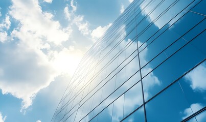 A stunning corporate skyscraper featuring an elegant blue tint, perfect for business and architectural visuals.