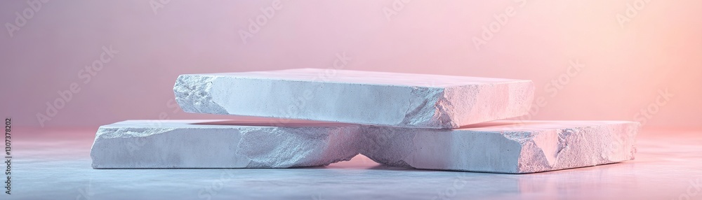 Poster a surreal landscape features massive broken concrete slabs floating in zero gravity