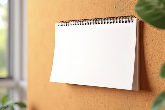 Empty Spiral-Bound Calendar on Corkboard - Blank Planner for Organization