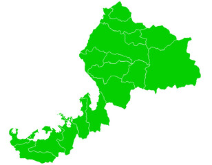 Fototapeta premium 福井県 地図 グリーン イラスト