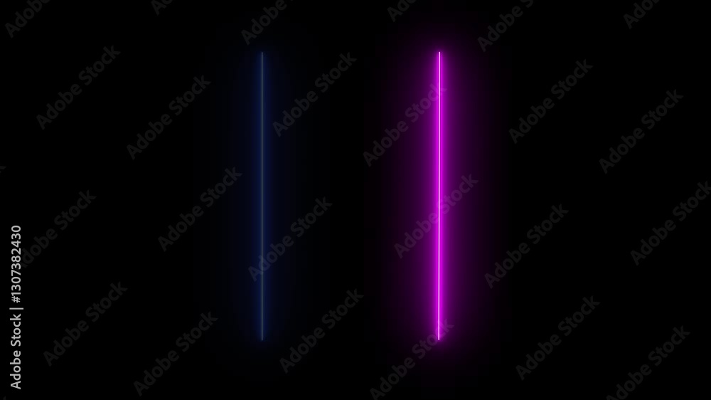 Poster neon led animation, transparent neon light. neon shape line animation. flickering neon border frame 