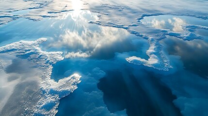 Macro Shot of Ice Crystals Forming Natural Geometric Patterns in Frozen Winter Landscape