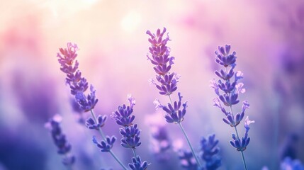 Lavender field in soft focus sunset light