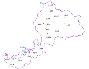 福井県　地図　白　斑点　イラスト