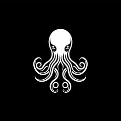 simple octopus logo silhouette design deep sea animal in brand template illustration