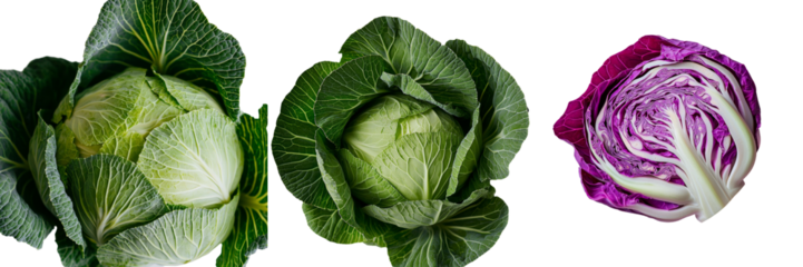 An isolated cabbage on a transparent background is the result of generative AI technology