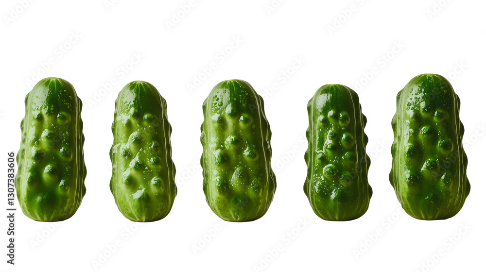 Poster a cucumber is shown alone on a white background with the entire scene in focus