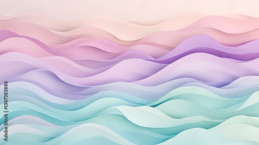 Poster pastel colored abstract wavy shapes create soft gentle gradient