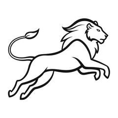  lion jumping line art vector on white background
