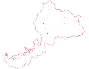 福井県　地図　白　斑点　イラスト