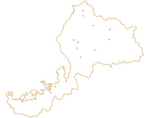福井県　地図　白　斑点　イラスト