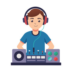 boy with headphones isolated on a transparent background