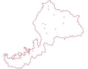 福井県　地図　白　斑点　イラスト