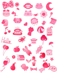 Pink icon pack for decoration.