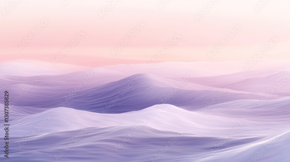 Poster abstract rendering of rolling waves and a colorful gradient sky