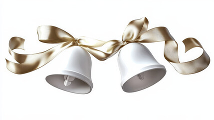 Obraz premium Christmas bells tied with ribbons