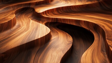 Obraz premium Carved wooden surface with flowing lines and natural wood grain