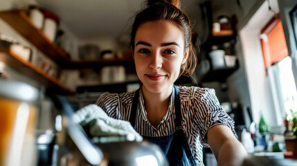 Home cooking inspiration a young chef in a cozy kitchen
