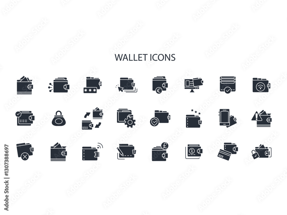 Poster wallet icon set.vector.editable stroke.linear style sign for use web design,logo.symbol illustration