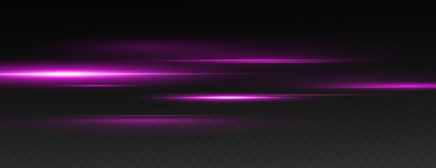 Vector illustration of red color, abstract laser speed lines. Glare, horizontal light rays png. Glowing linear background.	
