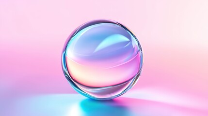 Iridescent Sphere on Pastel Gradient Background