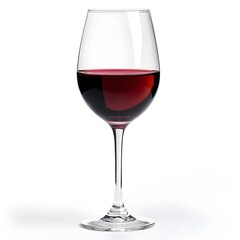 Elegant Red Wine Glass Filled with Rich Burgundy Wine on White Background
