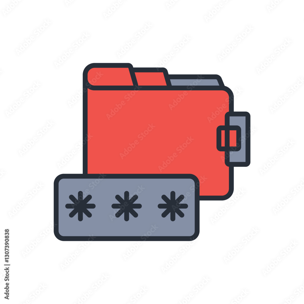 Poster password and wallet icon. vector.editable stroke.linear style sign for use web design,logo.symbol il