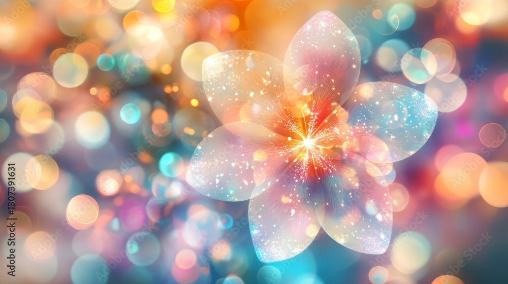 Poster abstract flower in bokeh background. possible use desktop wallpaper