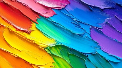 Obraz premium Wall decor comes alive with colorful, textured abstract art created using vibrant rainbow oil paint strokes