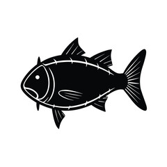 Red Drum Silhouette Vector Art | Black Red Drum Fish Illustration Design