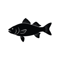 Red Drum Silhouette Vector Art | Black Red Drum Fish Illustration Design