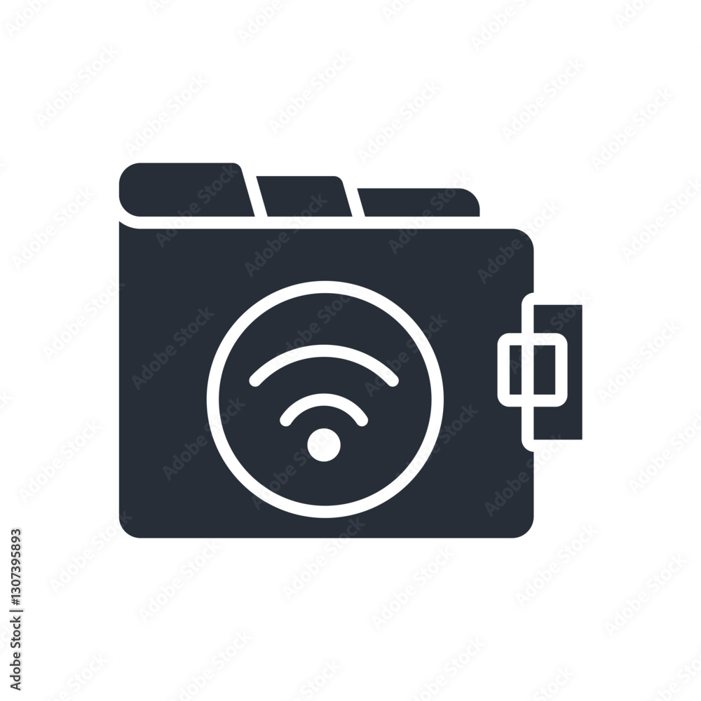 Poster connect and wallet icon. vector.editable stroke.linear style sign for use web design,logo.symbol ill