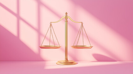 Gold scale with a pink background
