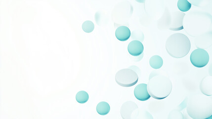 Close up of pills in the air with a blue pill in the middle
