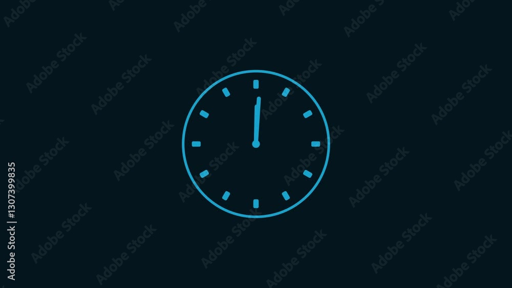 Poster clock icon, and moving arrow rotted on the black background. clock with moving arrows. loop time lap