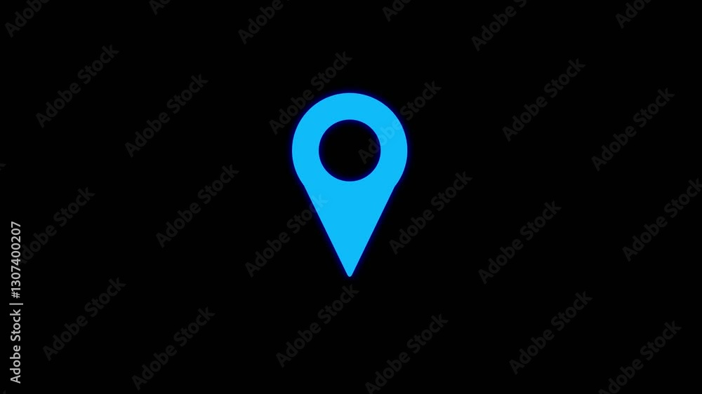 Poster location icon animation concept on background .looping animation. glowing neon cyan red color locati